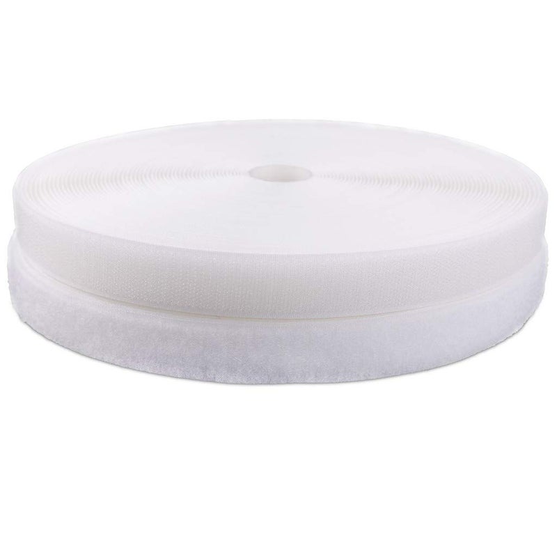 IHKFILAN 1'' Width x 10Meters Length White Sew On Hook and Loop Tape Fastening Nylon Fabric Tape (White, 1 Inch x 10 Meters) - Image 1